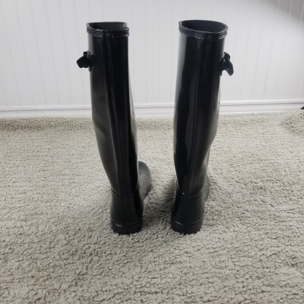 Hunter Black Gloss Tall Rain Boots - Picture 3 of 8